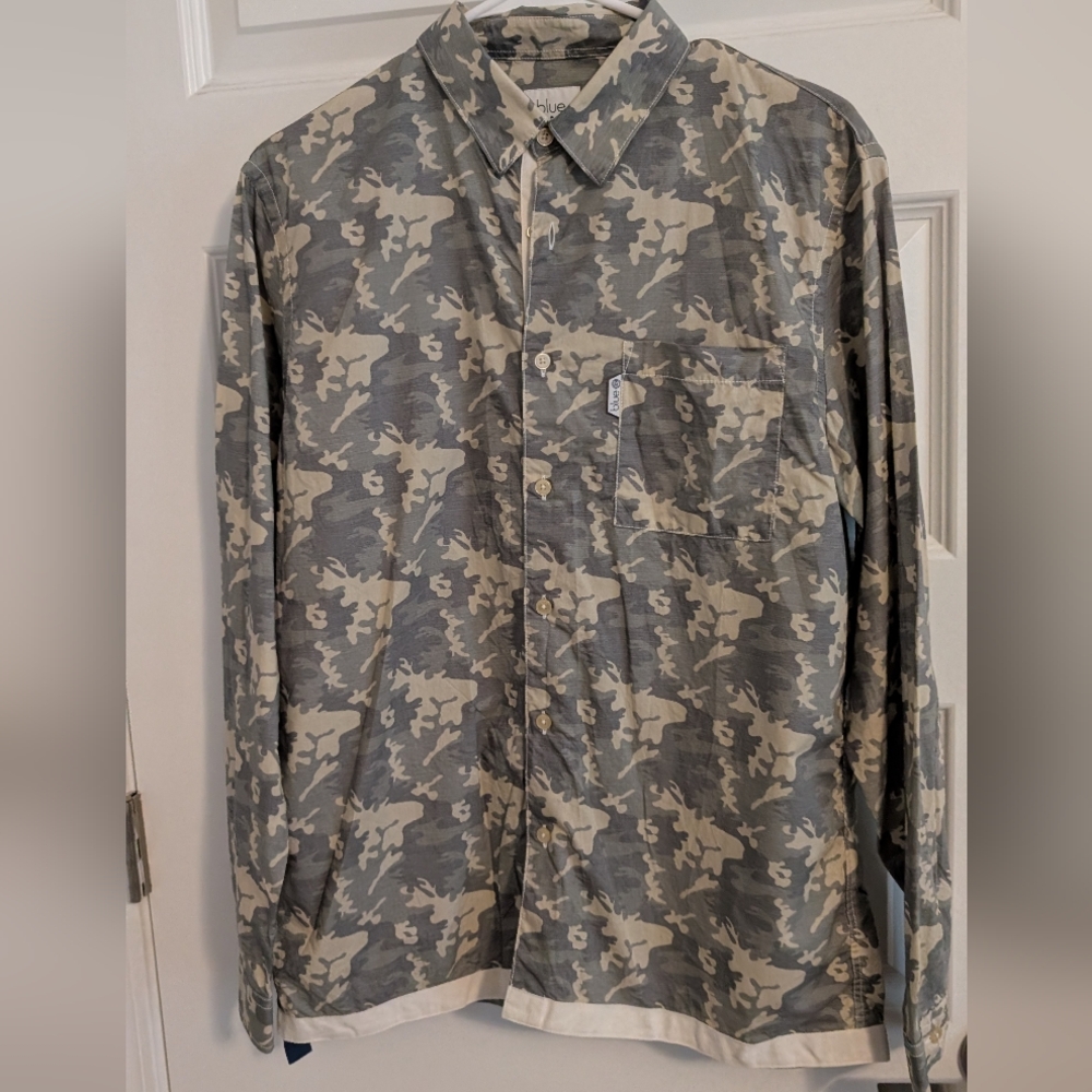 Serge Blanco Blue-- Button Up